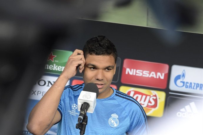 Casemiro en la zona mixta del Open Media Day del Real Madrid