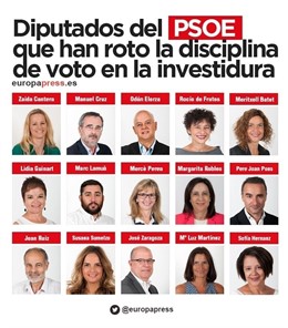 Los 15 diputados del PSOE que votaron no a Rajoy 