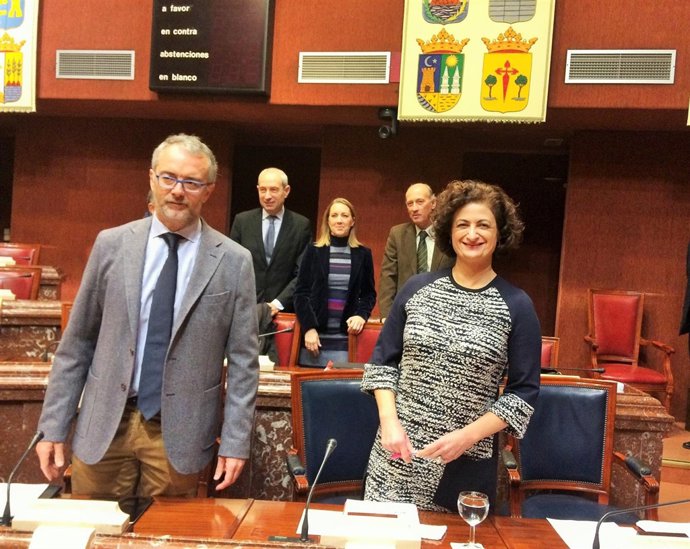 La consejera de Presidencia durate la presentación de los Presupuestos