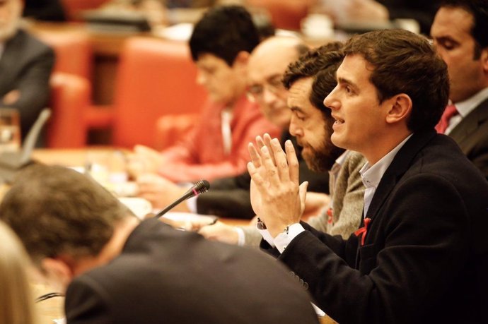 El presidente de Ciudadanos, Albert Rivera, en comisión del Congreso