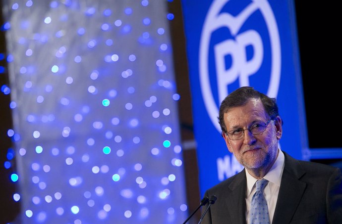 Mariano Rajoy, durante la cena del PP en Torrejón de Ardoz (Madrid