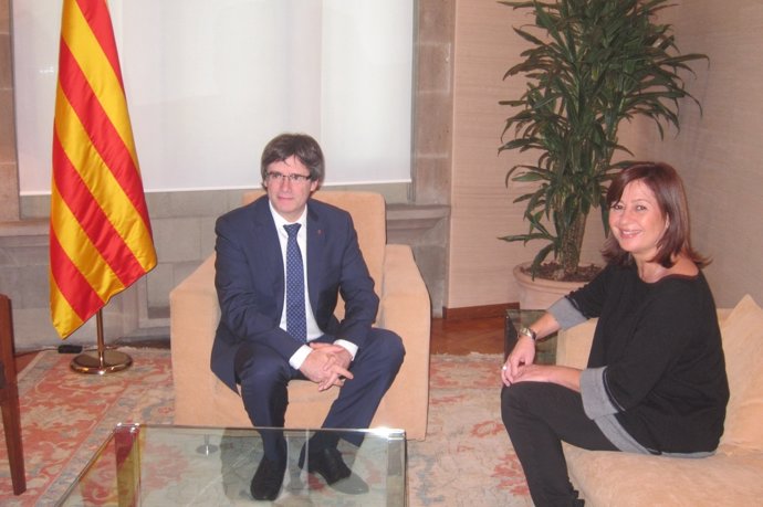 Carles Puigdemont y Francina Armengol en la Generalitat