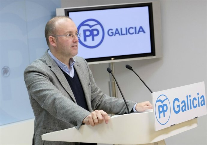 El secretario general del PPdeG, Miguel Tellado, en rueda de prensa