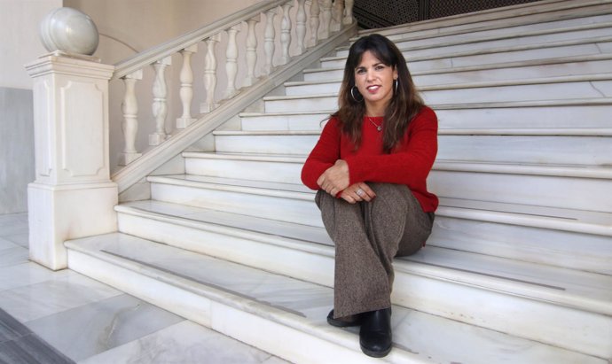 La coordinadora general de Podemos, Teresa Rodríguez, durante la entrevista