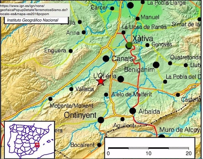 Localización del terremoto registrado en Aileo de Malferit