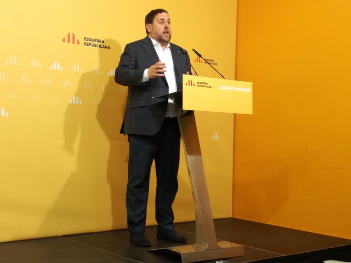 Oriol Junqueras durante el discurso de apertura del Consejo Nacional de ERC