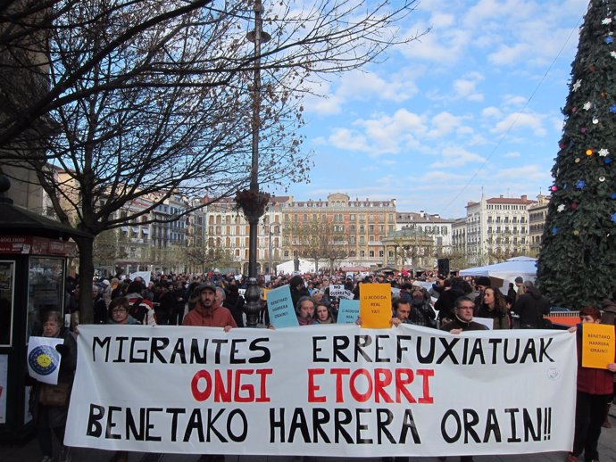 Manifestación en Pamplona en favor de los refugiados