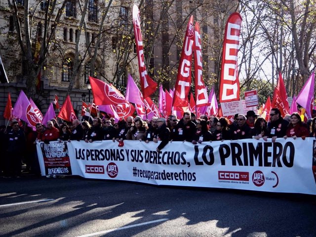 Manifestación de los sindicatos el 18 de diciembre en Madrid