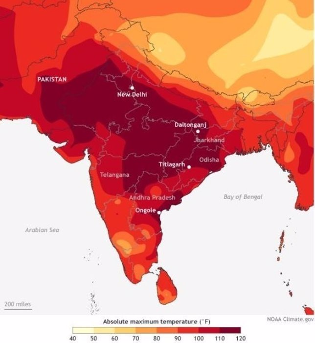 Olas de calor en India y Pakistán en 2015