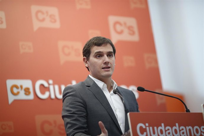 Rueda de prensa de Albert Rivera en la sede de Ciudadanos