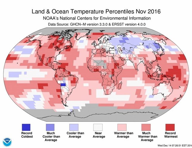 Temperaturas en noviembre de 2016