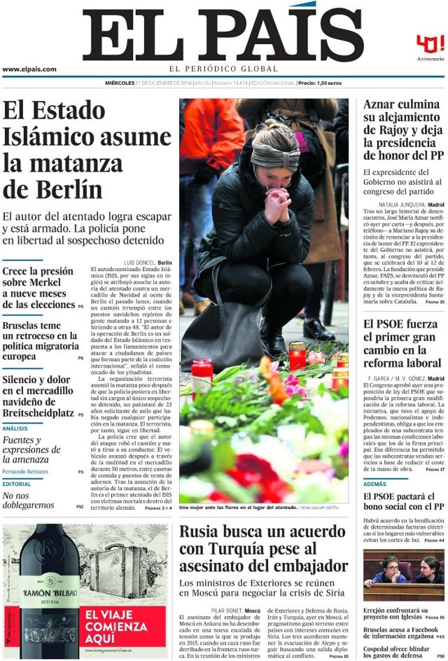 Portada de El País