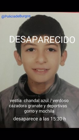 Imagen del niño desaparecido en Burgos