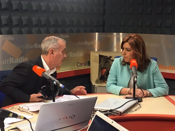Susana Díaz durante la entrevista en Canal Sur Radio