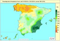 Las lluvias acumuladas desde octubre al 20 de diciembre se sitúan en el valor normal