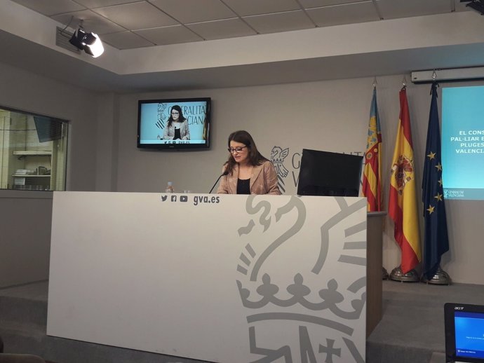 Mónica Oltra en la rueda de prensa posterior al pleno del Consell 