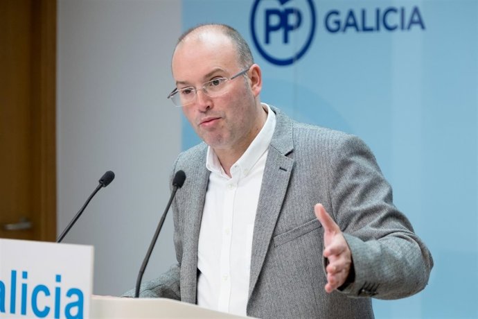 El secretario general del PPdeG, Miguel Tellado, en rueda de prensa