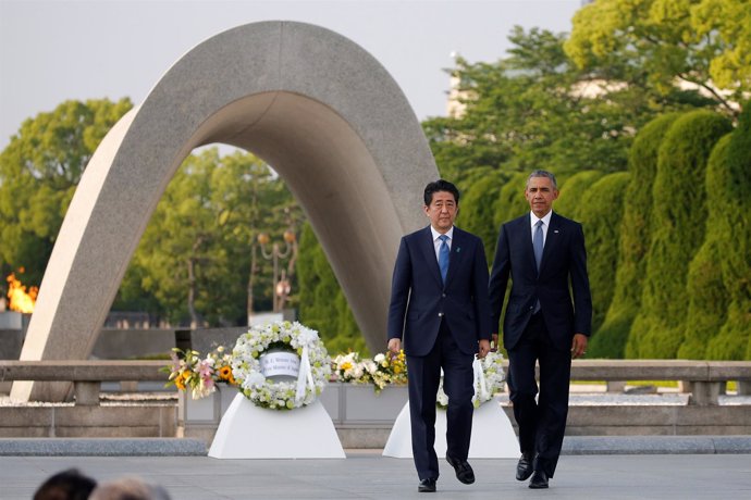 Barack Obama y Shinzo Abe en Hiroshima