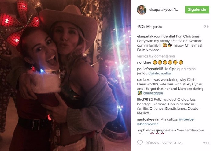 Elsa Pataky y Miley Cyrus por Instagram