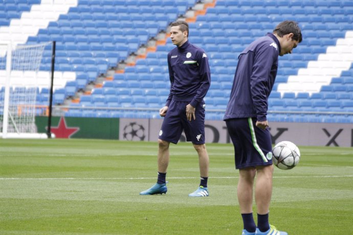 Julian Draxler en el entrenamiento del Wolfsburgo en el Santiago Bernabeu