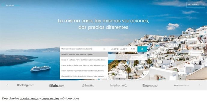 Portal de la 'startup' mallorquina Hundredrooms