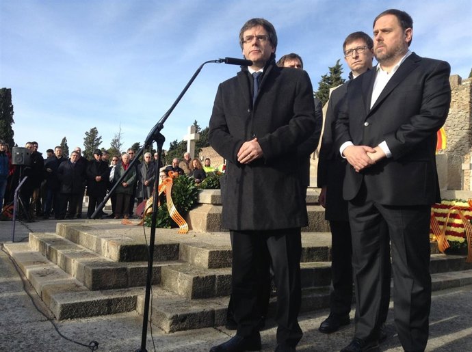 El presidente Carles Puigdemont en el homenaje a Macià