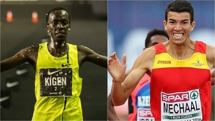 Los atletas Mike Kigen y Adel Mechaal