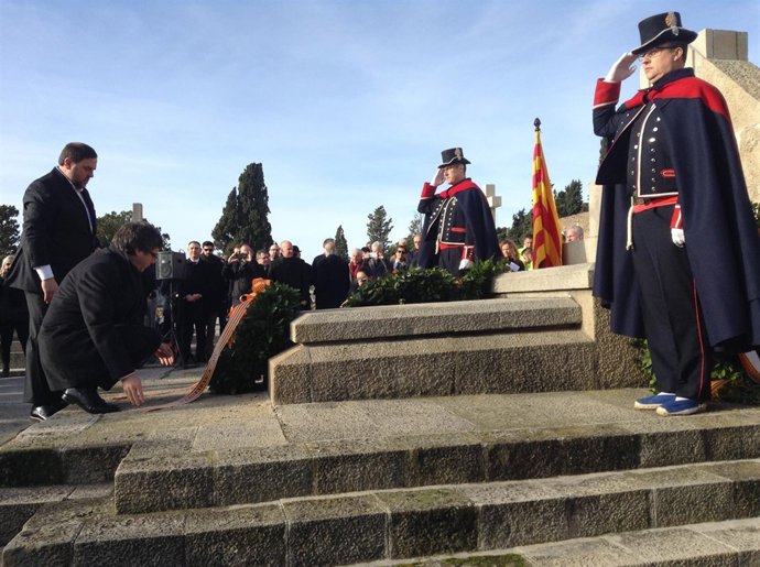 El presidente y vicepresidente del Govern, Carles Puigdemont y Oriol Junqueras