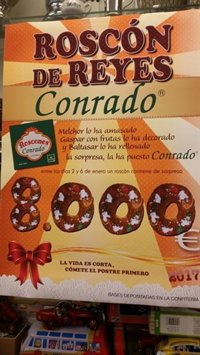 Esconde un premio 8.000 euros en un roscón de la Confitería 'Conrado'