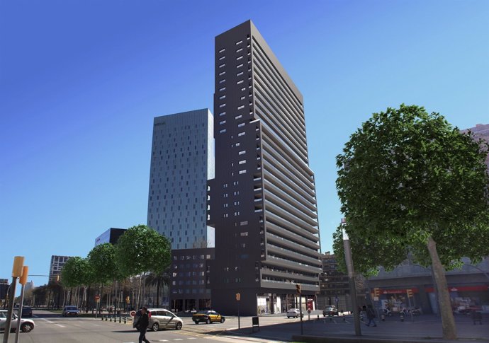 Simulación de 2014 del rascacielos de viviendas en Diagonal con Pere IV