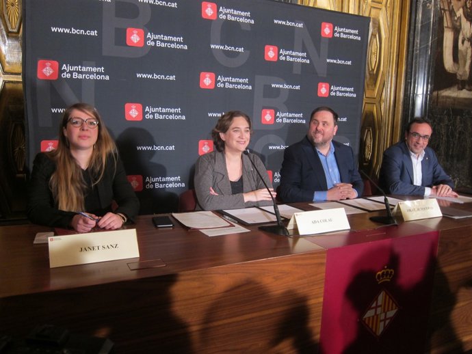 Janet Sanz, Ada Colau, Oriol Junqueras y Josep Rull