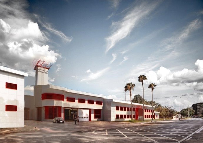 Proyecto Parque Bomberos Málaga central Martiricos exterior