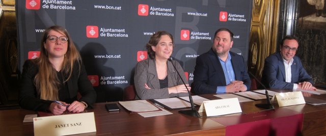 Janet Sanz, Ada Colau, Oriol Junqueras y Josep Rull