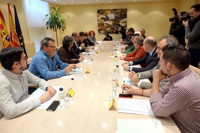 El presidente Javier Lambán se ha reunido con los alcaldes de varios municipios.
