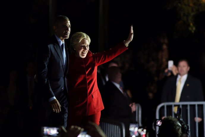 Obama y Hillary Clinton en campaña