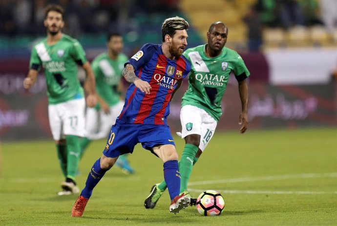 Lionel Messi en un amistoso en Catar