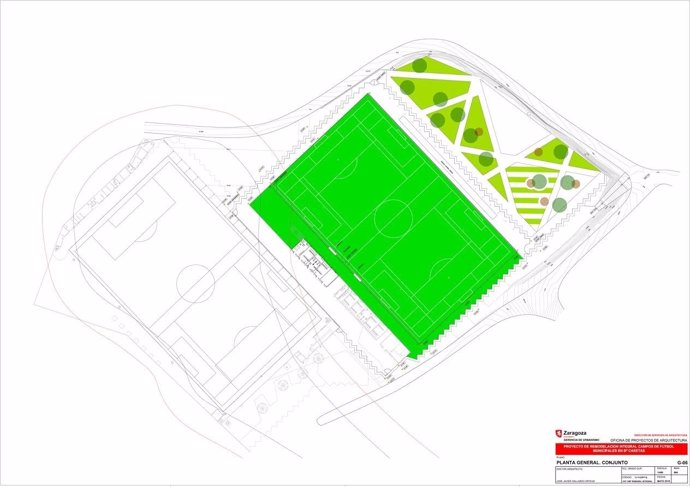 Plano del nuevo campo de fútbol deCasetas