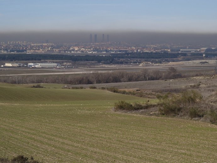 Boina de contaminación sobre la ciudad de Madrid