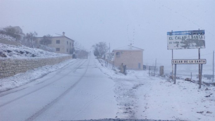 El Calar de la Santa, Moratalla, nieve, carretera nevada, invierno, frío