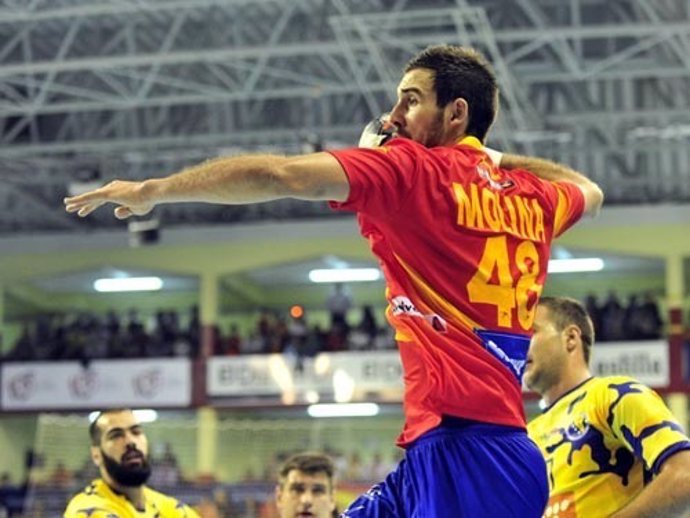 Carlos Molina con la selección española de balonmano