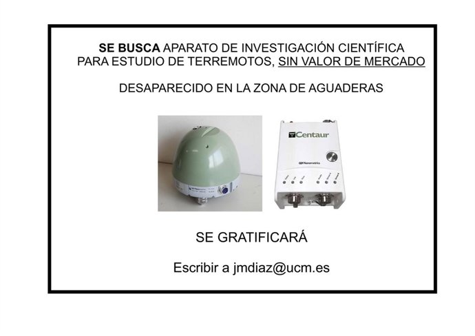 Cartel de búsqueda de la estación sísmica