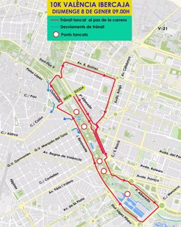 Recorrido de la 10K Valencia Ibercaja