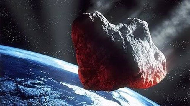 Ilustración artística de un gran asteroide en rumbo de colisión con la Tierra