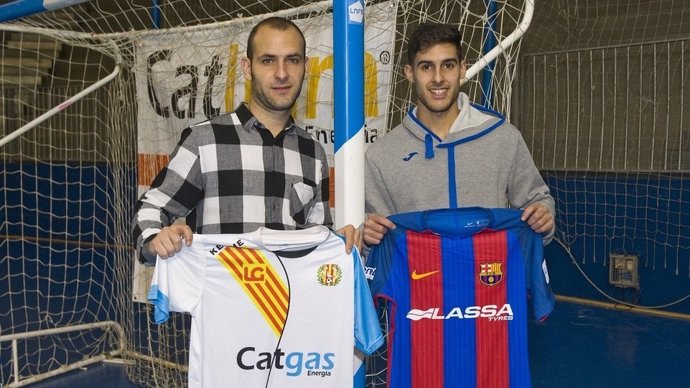 Dani Salgado y Adolfo en la previa del derbi catalán de fútbol sala
