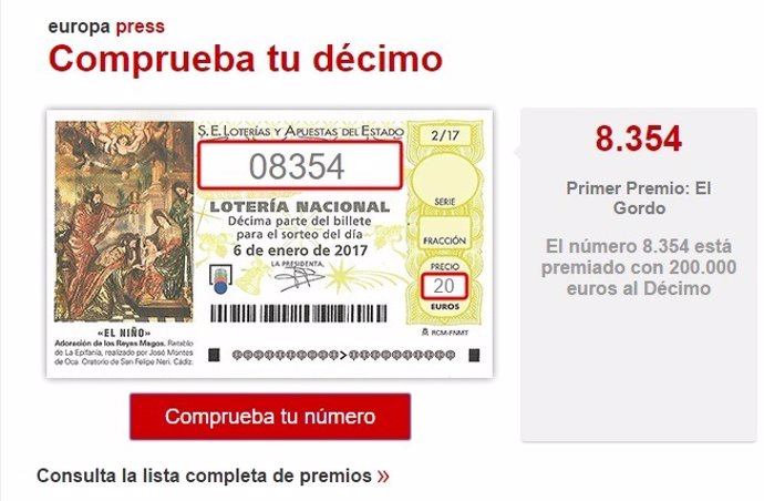 Premio gordo de la Lotería del Niño