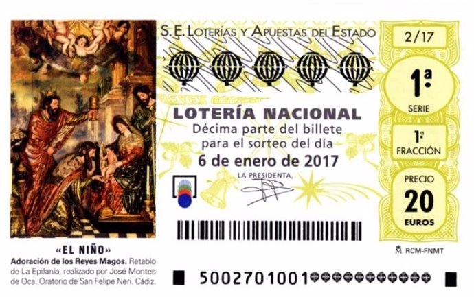 Décimo del sorteo de lotería del Niño 2017