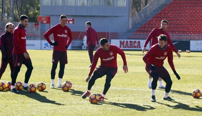 Koke y Sául Ñíguez en el entrenamiento del Atlético