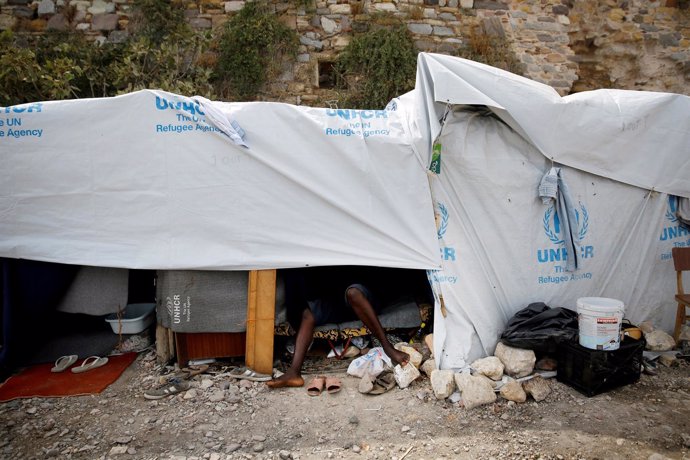 Tienda para inmigrantes en la isla de Quíos