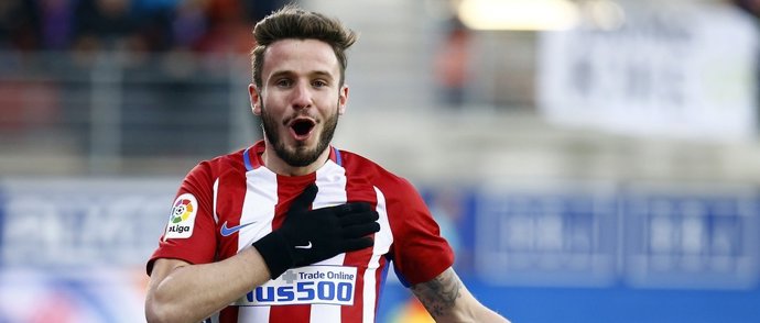 Saúl celebra el 0-1 ante el Eibar