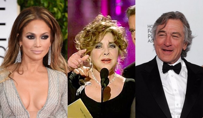 Jennifer López, Elizabeth Taylor y Robert De Niro en los Globos de Oro